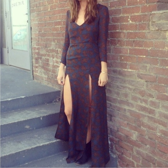 For Love & Lemons Undeniable Maxi Dress Black V-Neck Long Sleeve Cutout Size M - Picture 1 of 15